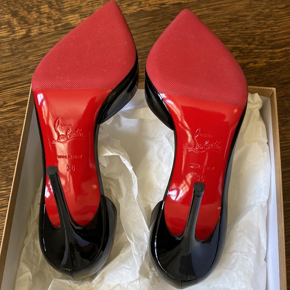 Christian Louboutin Iriza 100 Black Patent Pump Size 36 - Picture 5 of 6
